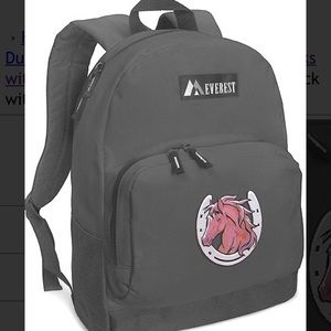 Black Backpack with Horse in Horseshoe 17"